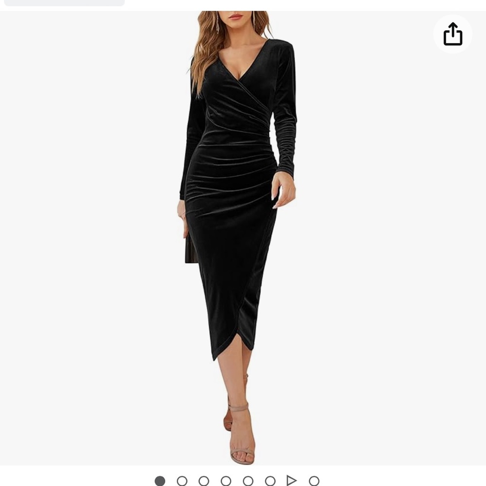 Dirass Long Sleeve Bodycon Velvet Dress Size Large Black